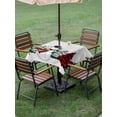 thumbnail image 3 of Outdoor Tablecloth with Umbrella Hole and Zipper, Grey Christmas Square Table Cloth 54x54 Inch Waterproof Tablecloth, Snowman Plaid Xmas Tree Winter Snowflake Picnic Table Cover for Patio Camping, 3 of 7