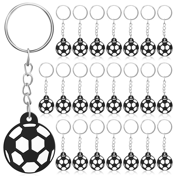 24 PCS Llaveros de fútbol llave con pendientes de fútbol favores de la fiesta de la fiesta deportiva regalos de recompensa del juego de carnaval