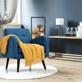 thumbnail image 2 of Costway Mid Century Accent Chair Fabric Arm Chair Single Sofa w/Rubber Wood Legs Blue, 2 of 11