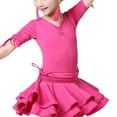thumbnail image 2 of YM YOUMU Girls Latin Dance Dress V-neck Short Sleeve for Ballroom Salsa Practice, 2 of 4