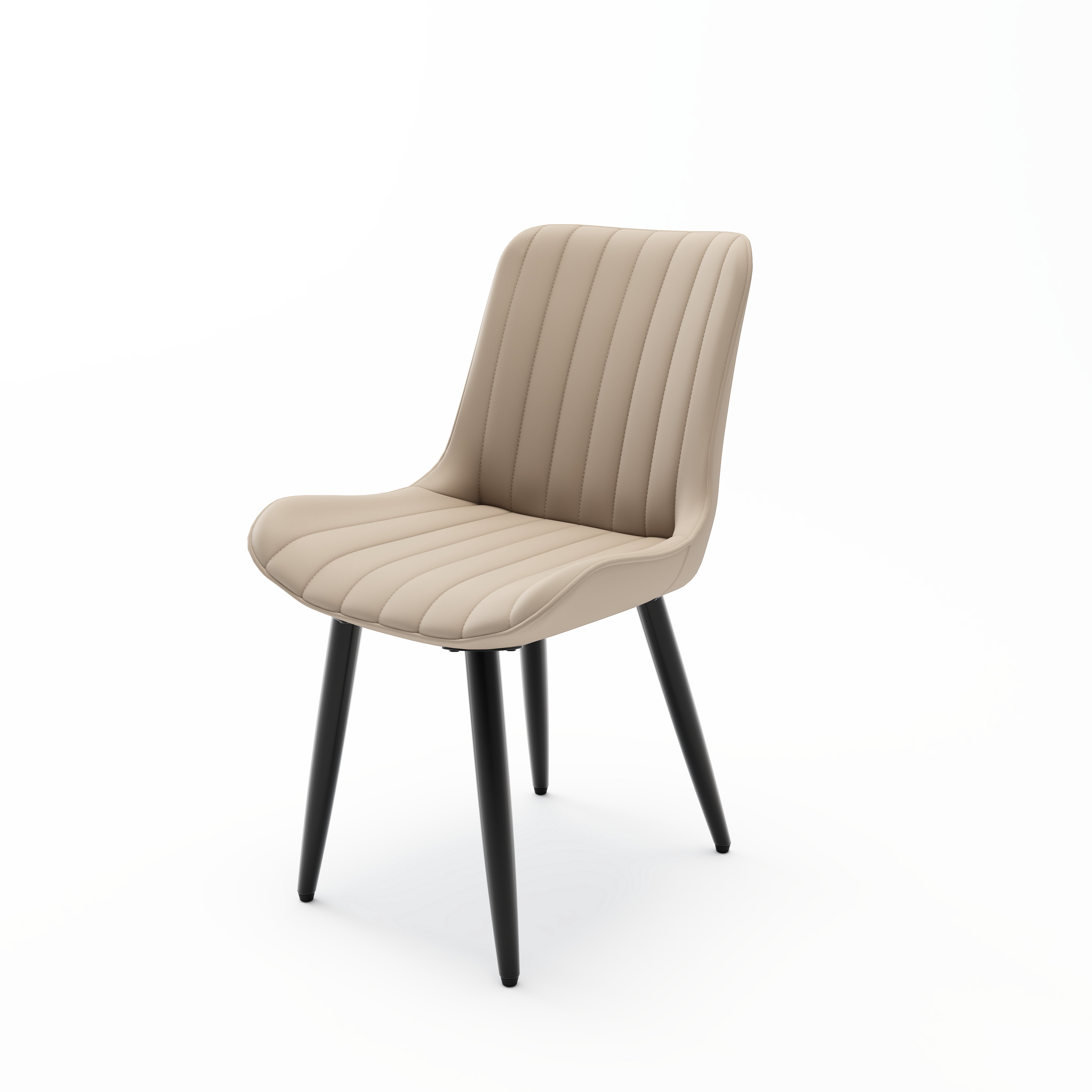 Noble House Modern PU Leather Dining Chairs with Metal Legs, Armless Side Chairs for Kitchen, Cream, Set of 4