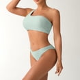 thumbnail image 7 of UTSJKR Womens Bikini Swimsuits Fashion One Shoulder Crop Tankini Tops and Swimming Briefs 2 Piece Bathing Suit Beachwear Green M, 7 of 7
