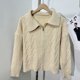 thumbnail image 1 of [EWQ] Chaqueta tipo suéter verde militar con cremallera y solapa de manga larga para mujer en otoño 2024, cárdigan de invierno, marrón camello 16U8292, 1 of 5