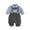 Blue, variant on XinLfly Baby Boy's 2 Pieces Tuxedo Outfit, Long Sleeves Plaids Button Down Dress Shirt with Bow Tie + Suspender Pants Set for Infant Newborn,Blue,5T