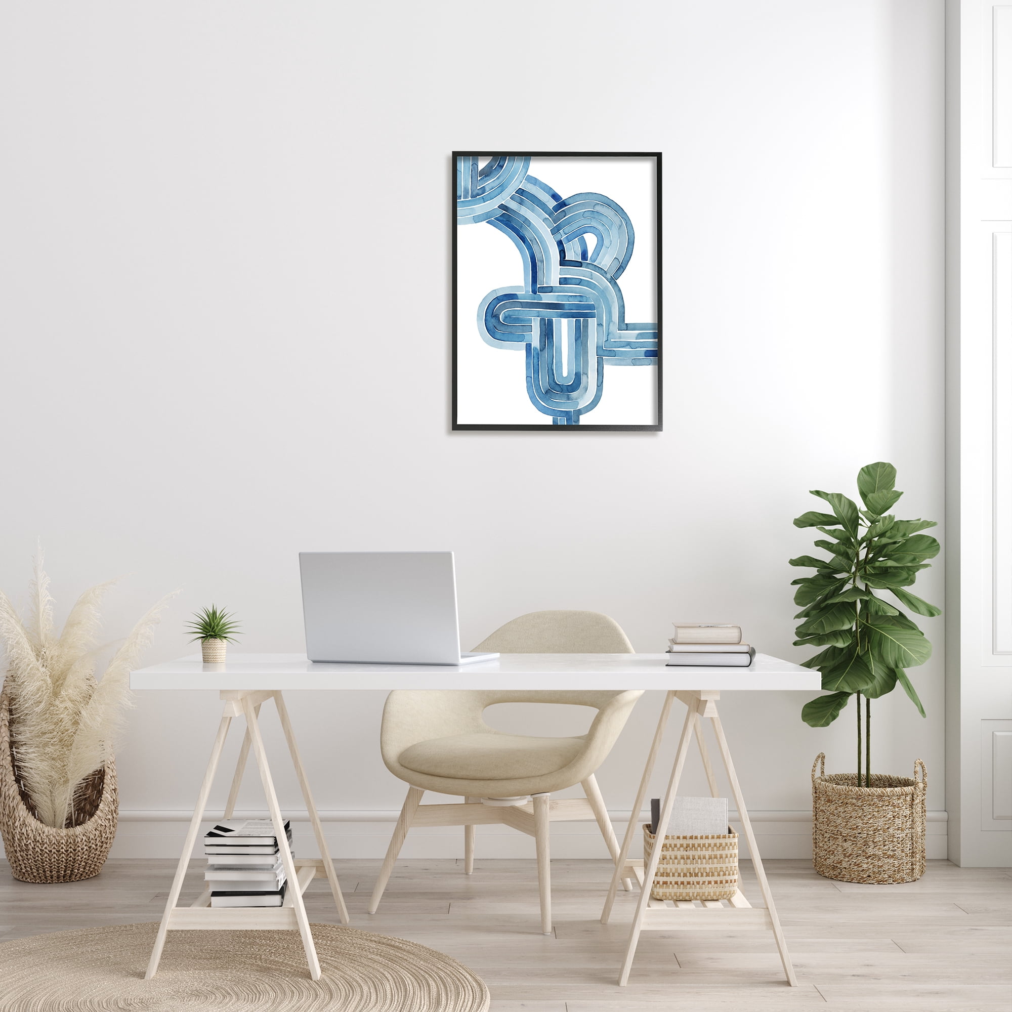 Stupell Industries Braided Blue Line Abstraction Modern Watercolor Weave, 24 x 30, Design by Grace Popp