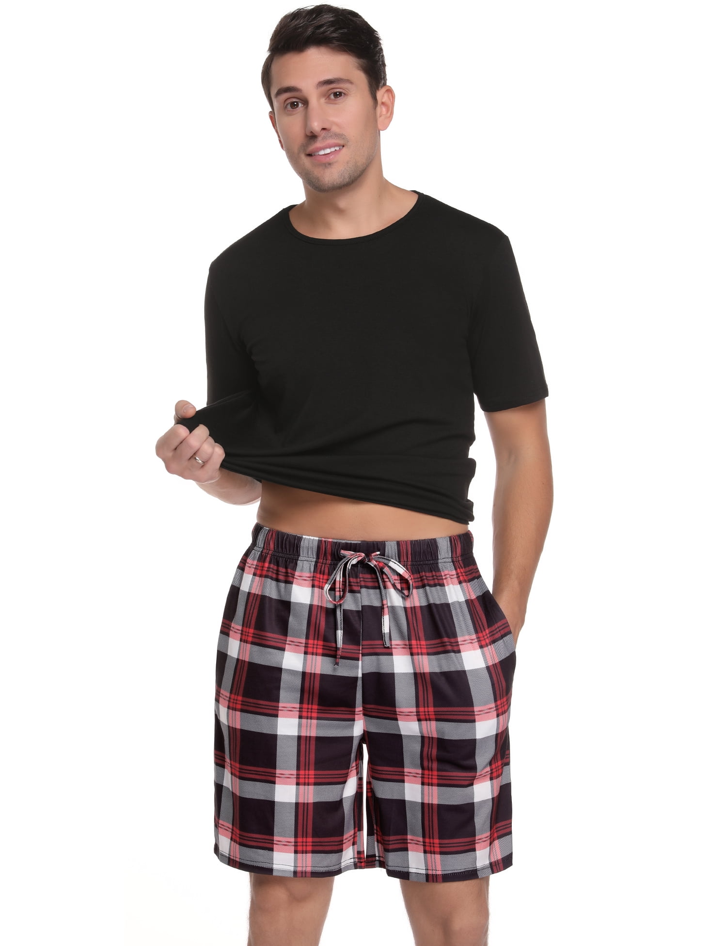 Aibrou Pajama Pants for Womens Cotton Plaid Lounge Pants Sleeping Shorts Yoga Gym Running Bottoms 