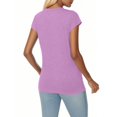 thumbnail image 5 of KLHDSF Womens Summer Tops Soft V Neck Short Sleeve Tee Summer Casual Stretchy Daily Basic Top Purple L, 5 of 6