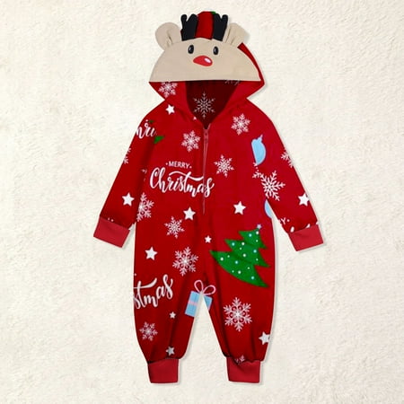 

Christmas Pajamas for Family Red Family Christmas Pjs Matching Sets Christmas Family Snowflake Red And Green Plaid Printed Parent Child Top And Pajamas Jumpsuit (Baby)