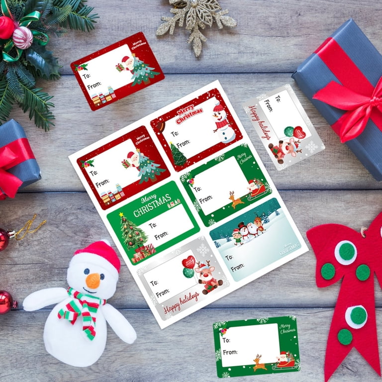 120 Pack Christmas Gift Tags - Self-Adhesive Labels (6.5x4.5cm) With TO & FROM For Presents & Cards
