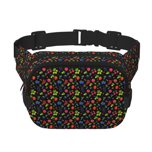 Fotbe Berries Cangurera Cuadrada con Estampado de Doble Capa, Bolsa de Cintura Ajustable Mini para Hombres y Mujeres