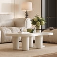 thumbnail image 2 of Modern 2 - piece nesting coffee tables with glass top, cream white, for living room entertainment, 2 of 5