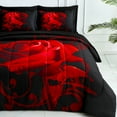 thumbnail image 4 of 7Pcs Red Rose Comforter Set Queen Bedding Sets Bed in a Bag Microfiber Adult 90"X90", 4 of 6