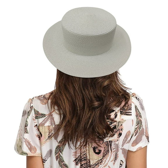 Dyfzdhu Women''s Straw Panama Hat Fedora Summer Beach Sun Hat UV Protection Hat