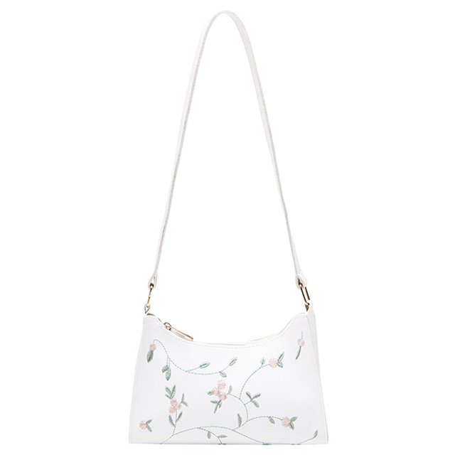 Bolso de mano para mujer con costuras florales de encaje 2023, bolso de mano de cuero PU para mujer, blanco
