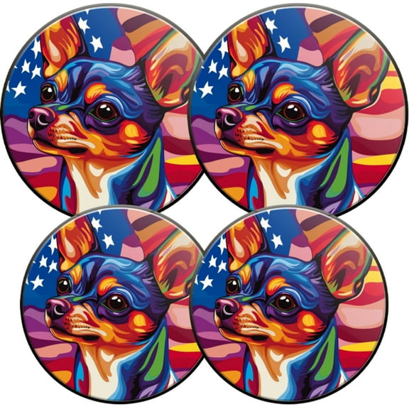 Electric Stove Burner Covers,4 Pcs Round Gas Burner Cover,8 and 10 Inch,Adorable Dog in Patriotic and Vivid Setting