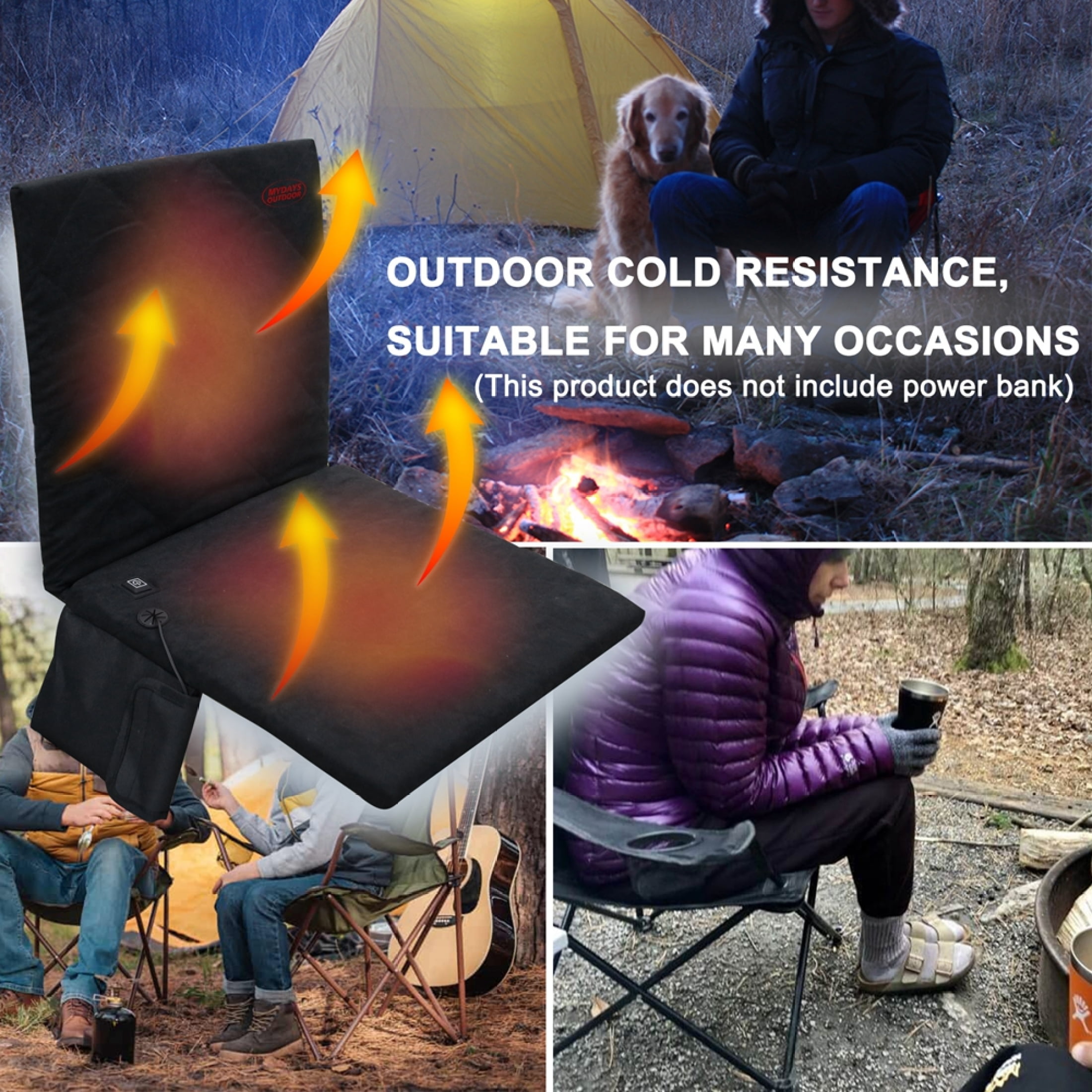 Uposao Hunting Heated Seat Cushion with 3 Temperature Control Warm Seat Pad  for Hunting Ice Fishing Hiking Camping Outdoor Activities Black 
