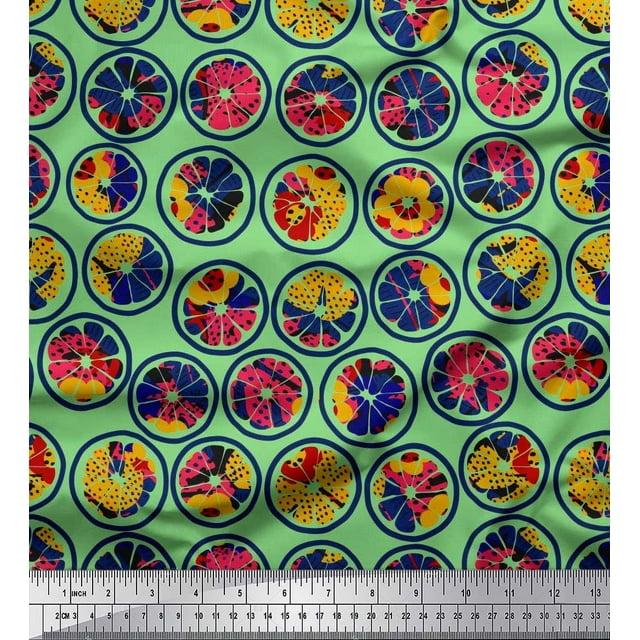 Soimoi Cotton Jersey Fabric Lemon Slice & Texture Print Fabric by Yard 58 Inch Wide