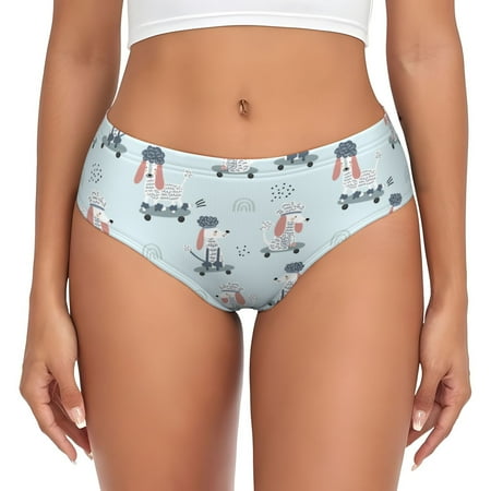 Womens Underwear - Cartoon Cute Poodle Dog Funny No Show Seamless Underwear for Women  Soft Stretch Womens Panties  Hipster Ladies Panties Bikini Underwear Briefs