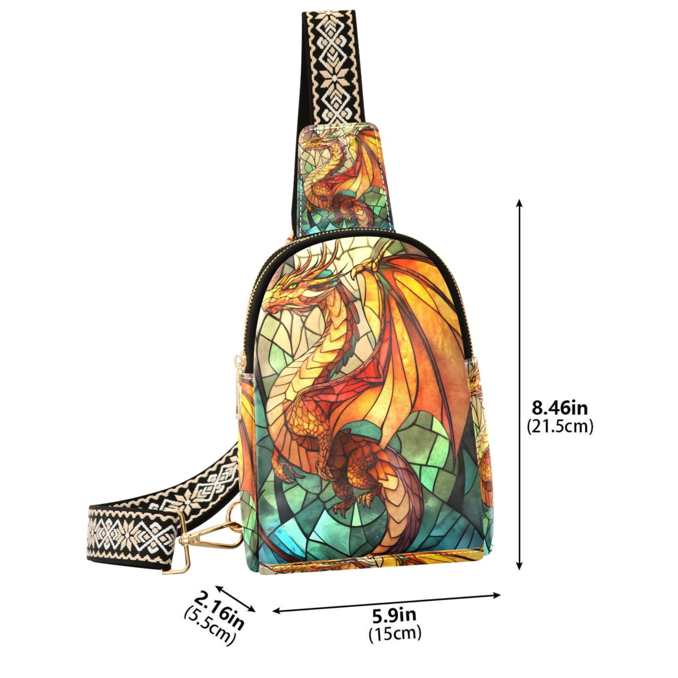 ALAZA Dragon Bohemia Sling Bag for Women Men Waterproof Crossbody Chest Bags