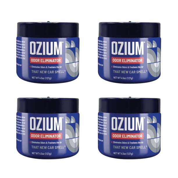 Gel eliminador de olores Ozium, 130 ml, paquete de 4 unidades, olor a coche nuevo