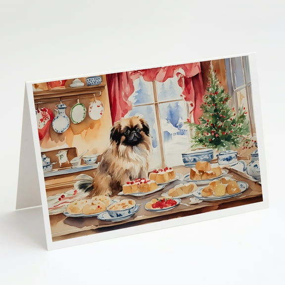 Pekingese Christmas Cookies Greeting Cards Pack of 8 7 in x 5 in