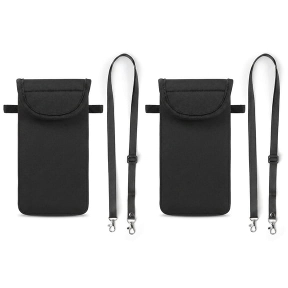 Pouch Cell Case Sleeve with Neck Strap Lanyard Holder Cell Phone Case for Cellphone, Black 2pack