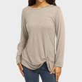 thumbnail image 2 of Womens T Shirts Long Sleeve Ladies Tops Fall Loose Cotton Blend Wearing Daily Blouses Casual Khaki S, 2 of 9