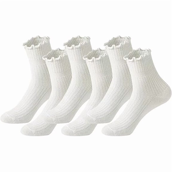Eryueer 6 Pairs Ruffle Socks Woman Cute Frilly Ankle Socks for women girls