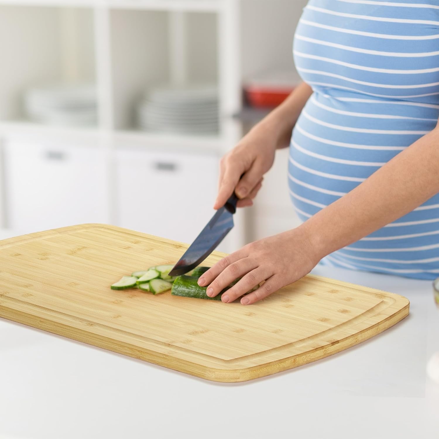 Extra Large Bamboo Cutting Board 30x20 Inch Wood Gas Stove Top Cover, Chopping Board with Deep Juice Grooves, Reversible & East to Clean for Home Restaurant Kitchens