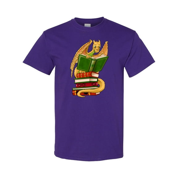 Inktastic Well-read Cute Gold Dragon Reading Books T-Shirt