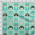 thumbnail image 4 of oneOone Rayon Mint Green Fabric Cute Animal Face Pattern Sewing Fabric By The Yard Printed Diy Clothing Sewing Supplies 56 Inch Wide, 4 of 8