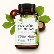 Castaño De Indias (Horse Chestnut Capsules) – 1500 mg per Serving, 90 Veggie Caps, 100% Natural, Premium Dietary Supplement, Made in USA – Supports Circulatory & Vein Health