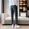 thumbnail image 4 of Pantalones de trabajo refrescantes para hombres, pantalones de oficina de seda de hielo, trajes rectos para hombre, tela clásica, sastrería coreana, reseñas, muchas novedades, 4 of 5
