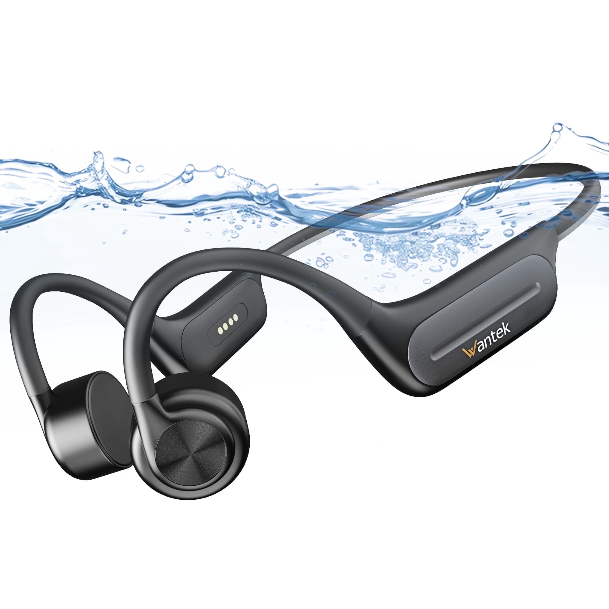 Wantek Bone Conduction Swim Headphones, Open Ear Wireless Bluetooth Headsets with 32GB MP3 Player, IP68 Headphones with Bluetooth 5.3 for Run, Hike