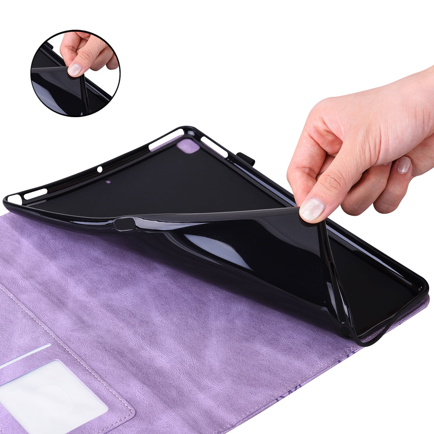 TECH CIRCLE iPad Case for iPad 10th Generation 2022, Slim Folio Stand Butterfly Embossed PU Leather Magnetic Wallet Cover with Pencil Holder & Elastic Strap for iPad 10th Generation 10.9" 2022,Purple