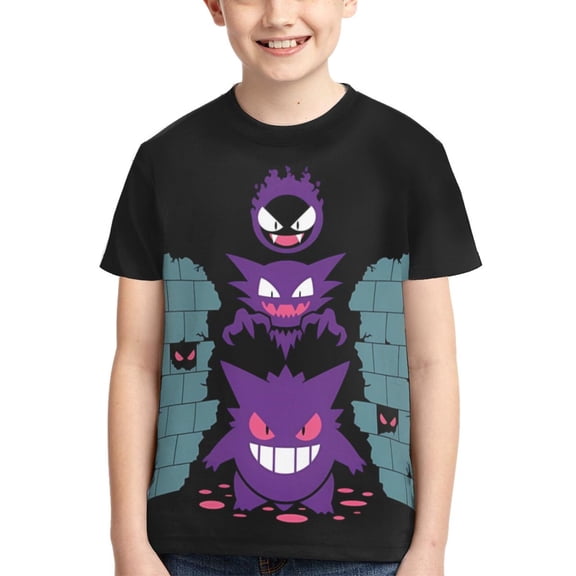 Gengar Kids T-Shirt 3d Printed Graphic T-Shirts Boys And Girls Short Sleeve Shirts For Youth Kids X-Small