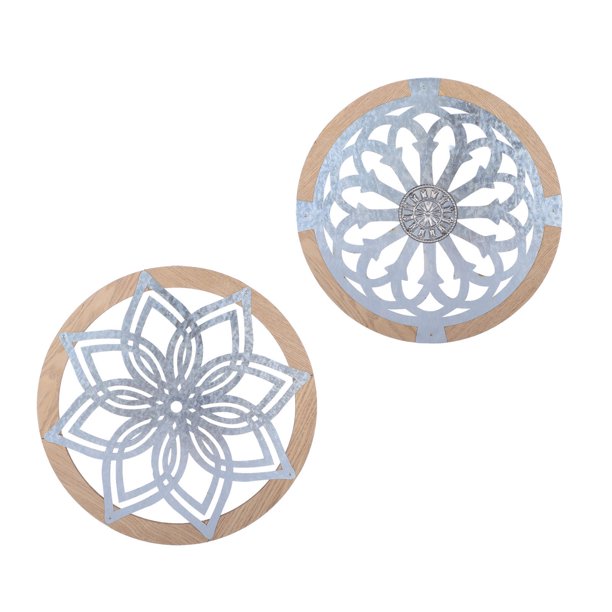 Wonawenie Heritage Round Wall ArtMetal Decorative Wall MedalWooden