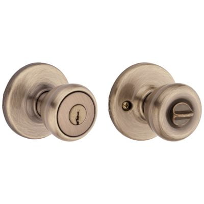 Kwikset Tylo Keyed Entry Door Knob in AB