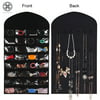 Luxtrada 32 Pockets Foldable Jewelry Necklace Hanging Bag Dual Sided Storage Organizer Display Case Bag with Clear PVC Window (Black)