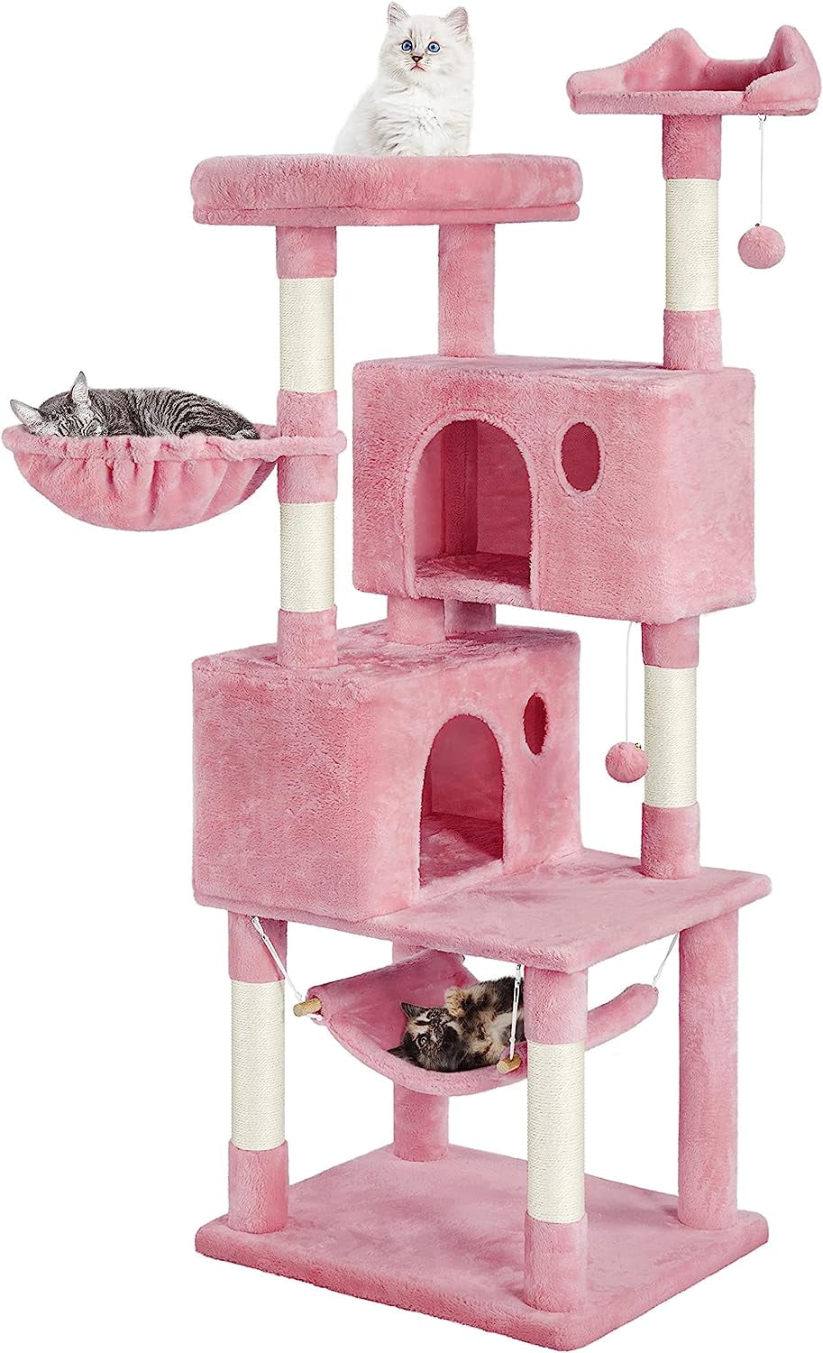 MultiLevel Cat Tree, Large Cat Tower with Condos Platform 64in, Cat