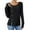 Black #712, variant on Bovemsi Women's Long Sleeve Tops Solid Color Round Neck Button Sleeved Loose T Shirt Long Sleeve Blouse