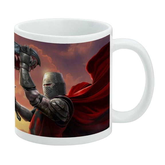 Knight Warrior Dragonslayer Dragon Fantasy White Mug