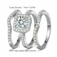 thumbnail image 5 of GEMSME 18K White Gold Plated Cubic Zirconia Three-in-One Halo Wedding Engagement Promise Eternity Ring Set for Women Size 11.5, 5 of 7