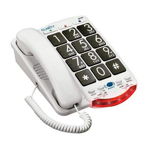 Clarity Amplified Corded Phone with Talk Back Numbers, White