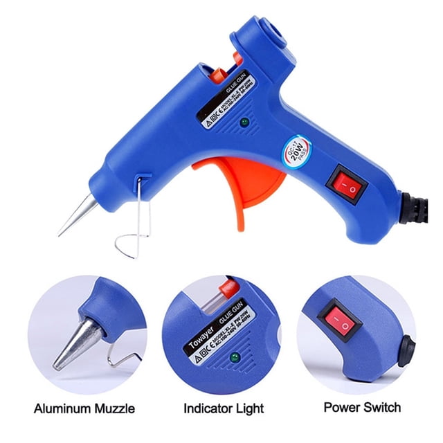 20W Glue Gun Mini Hot Melt Glue Gun Electric Heat Temperature Gun Repair Tool Set With Transparent Glue Stick 7x100mm Power Tool ,Fast Preheating