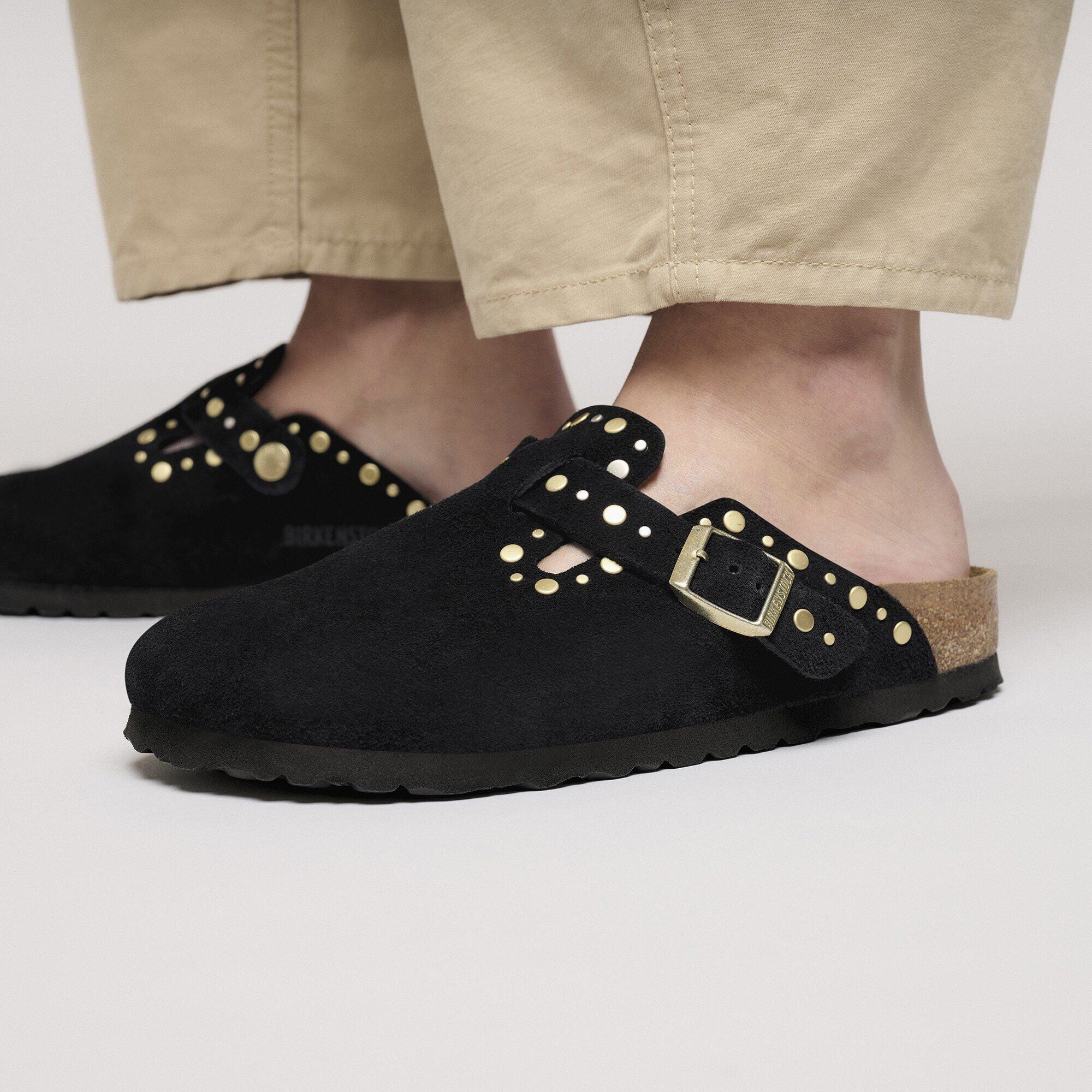 BIRKENSTOCK BOSTON RIVET WOMEN CLOGS - Black - Black / 42 (US Men 9-9.5 / Women 11) / Medium / Narrow