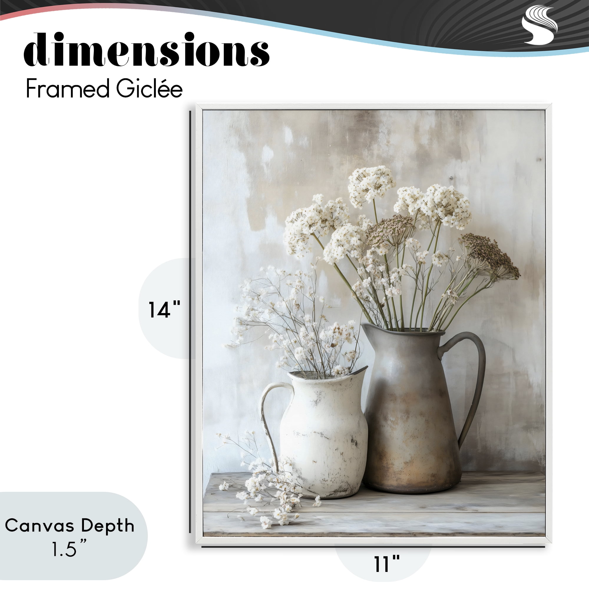 Stupell Industries Rustic Flower Arrangement in Pitchers White Framed Giclee Art, design by Creative Studio