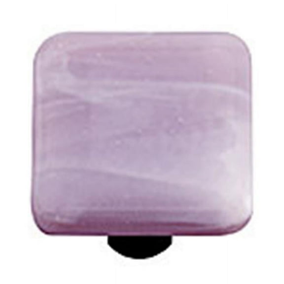 Hot Knobs HK2061-KB White Swirl Dusty Lilac Square Glass Cabinet Knob - Black Post