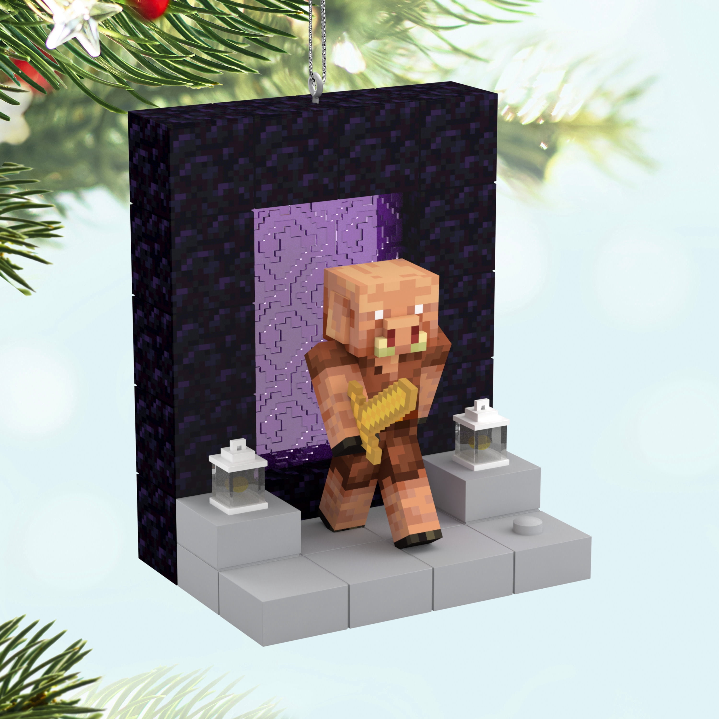 Hallmark Keepsake Minecraft Nether Portal Christmas Ornament, Lights Up, 1 Count, 3.47 x 4.34 x 2.9 Inches