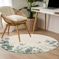 thumbnail image 4 of Round Rugs 3.3 Ft, Teal Eucalyptus Leaves Non Slip Area Rugs for Kitchen Bedroom Entryway, Butterflies Summer Leaf Rustic Washable Carpet Runner Rug Floor Mats for Bedroom Home Decor, 4 of 9